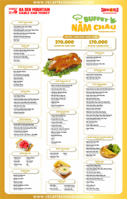 Menu Buffet Năm Châu Núi Bà Đen