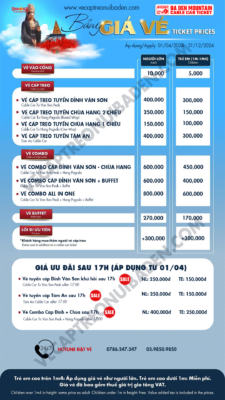 Bảng Giá Vé Cáp Treo Núi Bà Đen 2024, Giá Khu Du Lịch Núi Bà Đen mới nhất